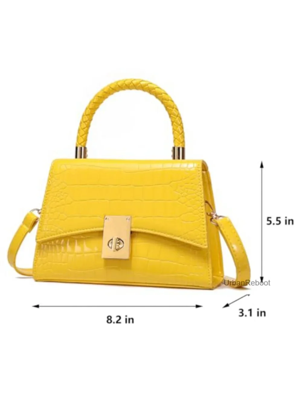 Small Satchel Crossbody Bag PU Leather Twist Lock Adjustable Strap Mini Purse